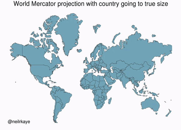 Countries map projection resized